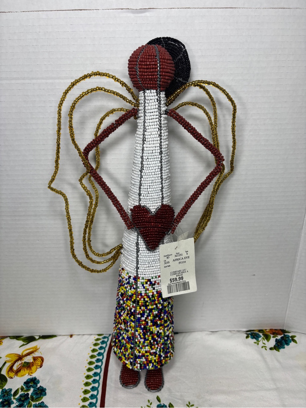 Street Wires Handmade in South Africa Beaded Holiday Angel Metal Wire Figurine